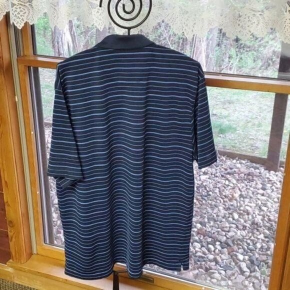 Chaps Golf Stay Dry Embroidered Blue Striped Short Sleeve Polo Sz XL Shirt - Picture 7 of 11
